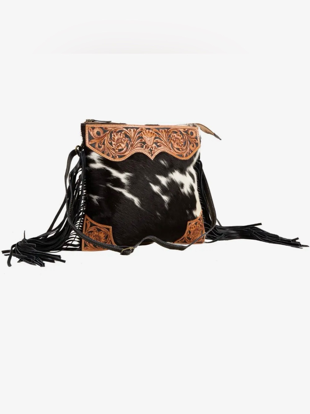Myra Bag Tumbleweed Trail Fringe Hand-tooled Leather Boho Western Bag Purse